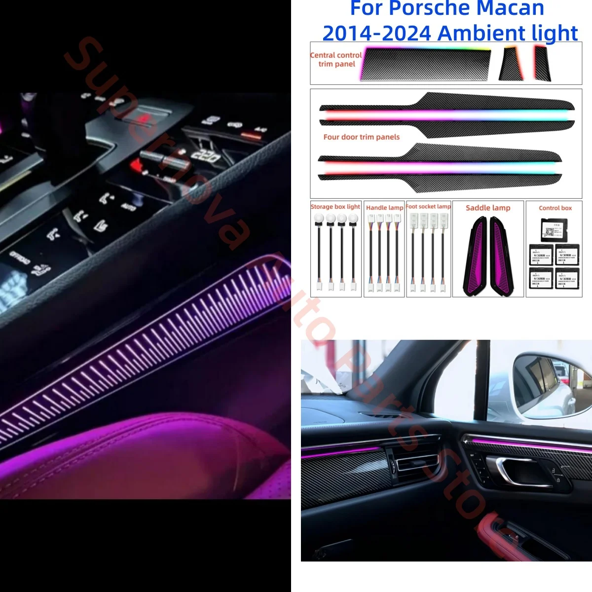 For Porsche Macan 2014-2024 Ambient light automotive interior lighting upgrade Car accessories trim strip luminous cover plate