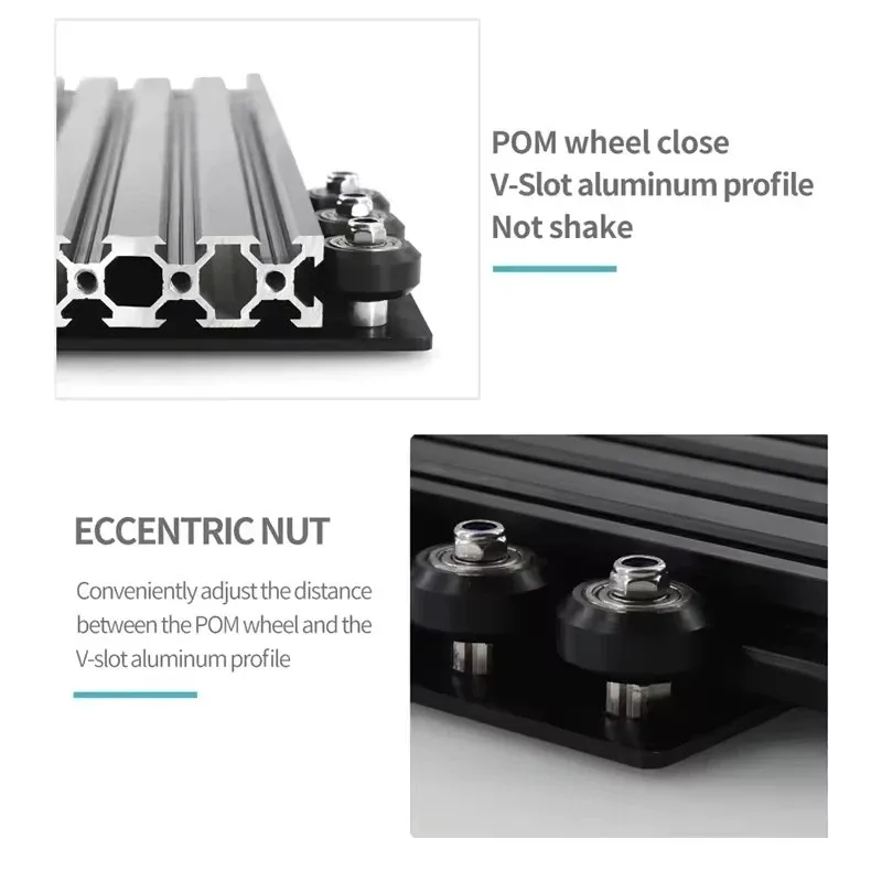 Części do drukarek 3D Zestaw płyt V-Slot 20-80 mm z 6 kółkami do czarnego aluminiowego zestawu V-Slot Solid V POM do części maszyn CNC — zdjęcie produktu 3