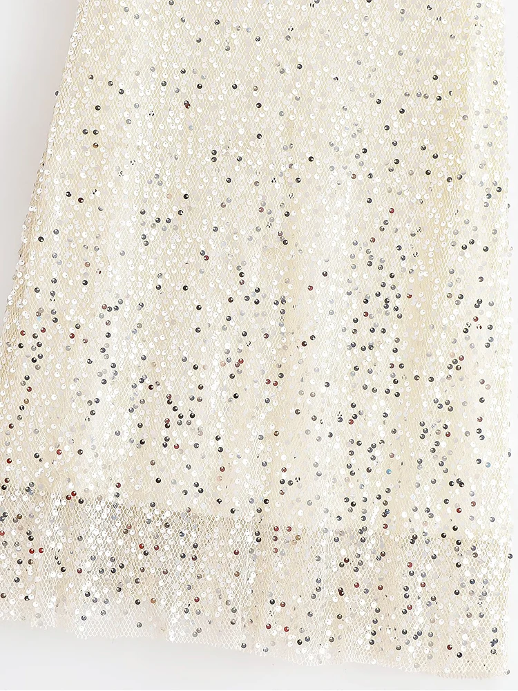 Vrouwen Chic Elegante Pailletten Rok Met Voering Hoge Taille Midi Rokken Voor Vrouwen 2025, Nieuwe Mode Avondfeest Rokken