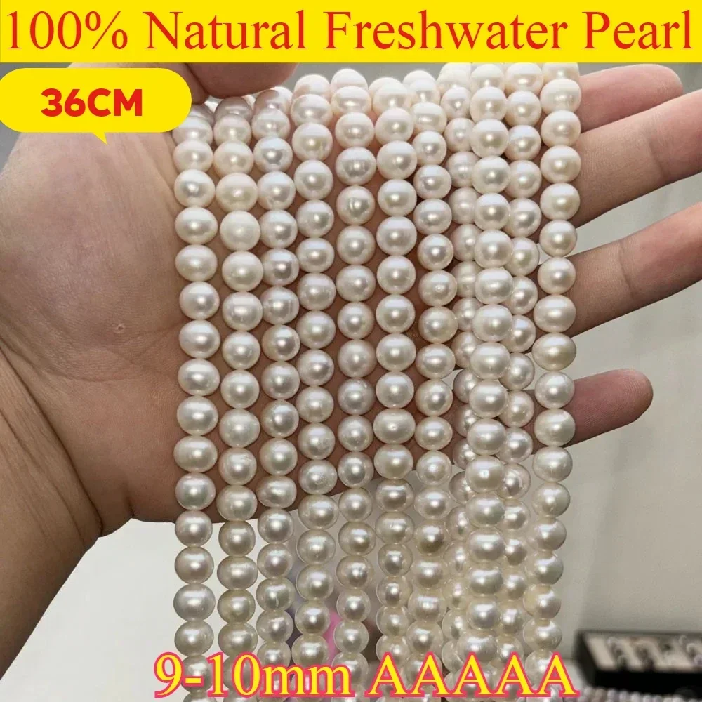 AAAAA 9-10mm Radiant Natural Freshwater Pearl Near Round Bead for Jewelry Making DIY Women Wedding Necklace Bracelet Accessories