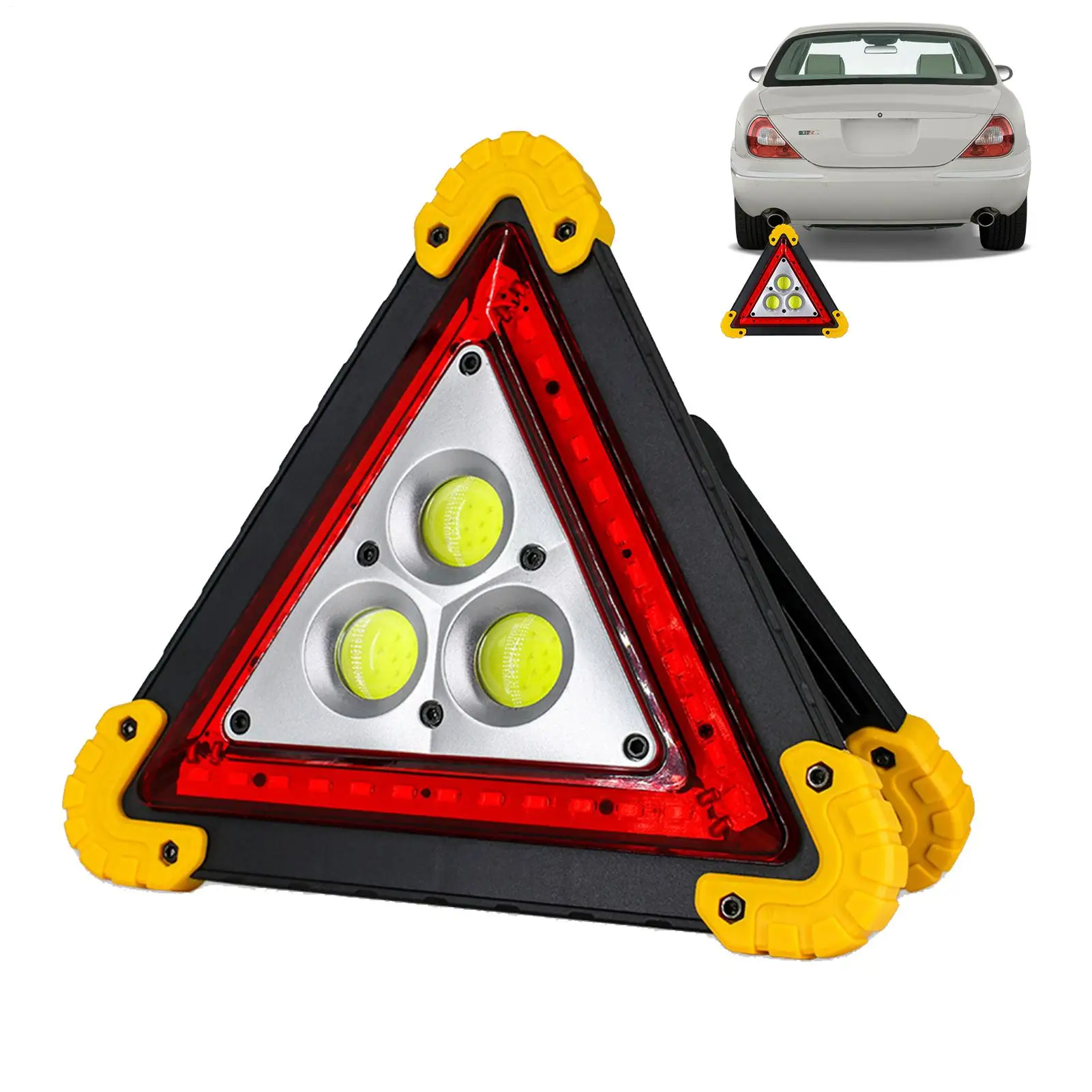 Car Emergency Light Triangle Warning Sign Road Safety Flare Strobe Solar Rechargeable Work Flashing Red Alarm Lamp Camping Light