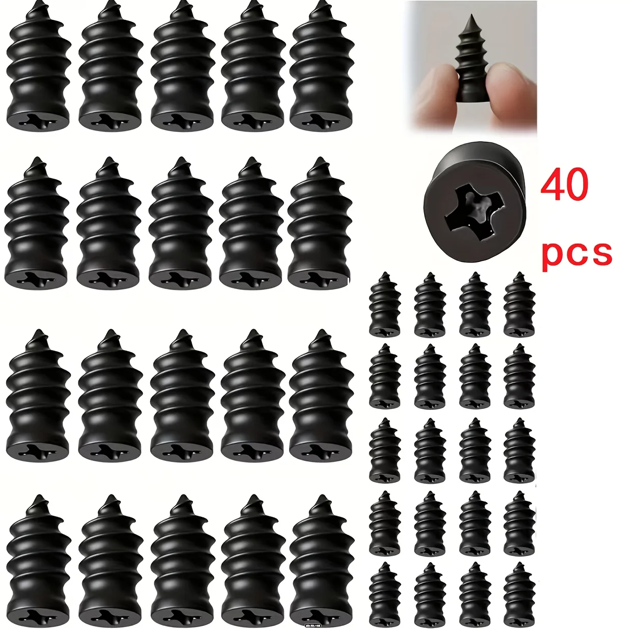 40Pcs Tire Repair Kit, Iron Mushroom Plugs Spiral Nails, Emergency Flat Tire Fix for Car Motorcycle Truck Scooter