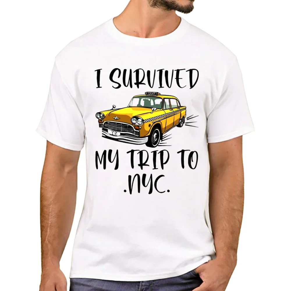 Men Fashion I Survived My Trip to NYC Printed T-Shirt Short Sleeve Tee Hipster Tom Holland Same Style Cool Design Tops