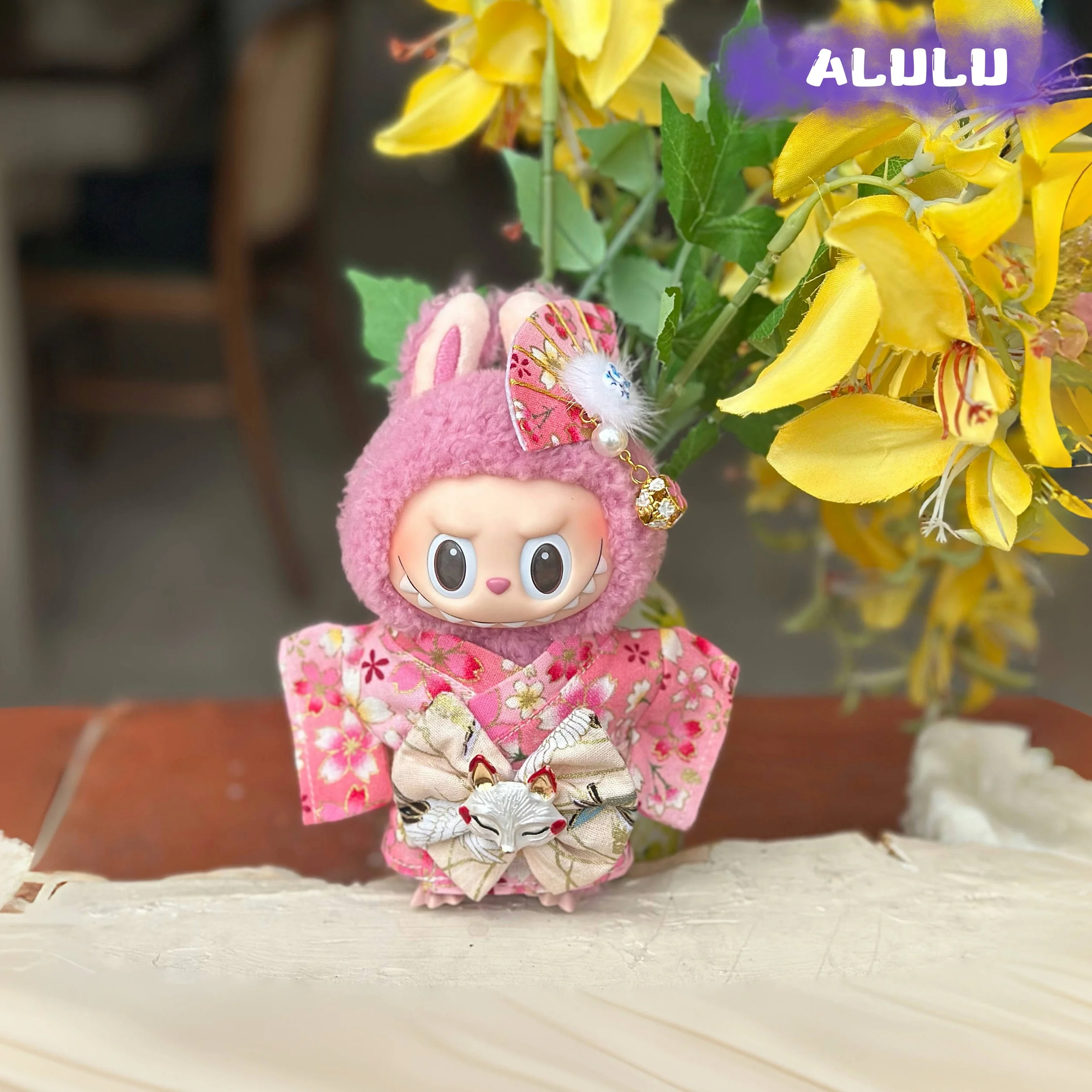 Stile giapponese Vesti per 17 cm Labubu Doll Outfit Koi Cherry Blossom Pattern Kimono Doll Suit Doll Decorazione Set di vestiti