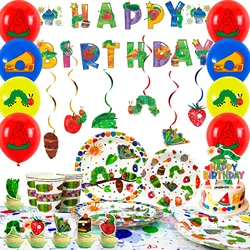 The Very Hungry Caterpillar Party Supplies,73pcs Hungry Caterpillar Birthday Decorations & Tableware-Plates Tablecloth Banner