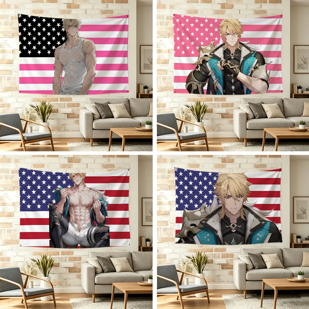 Varka Genshin Impact Flag For Outdoor Camping Bar Picnic Party Home Decoration Ornaments Banner