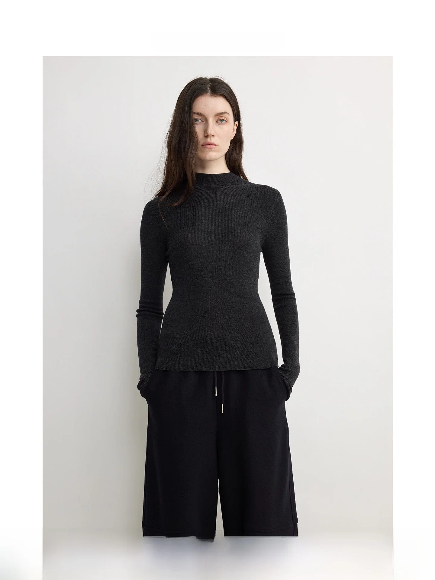 

XIMU STUDIOS Women's Ultrine Wool Base irt Handmade Yangzhou Silk f High Collar Sl Slim Fit Winter Knitwear