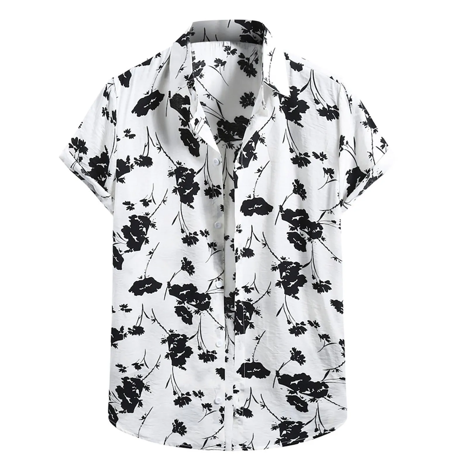 Hawaii Men Women Casual Flower Print Shirts 2024 Summer Short Sleeve Lapel Button Up Camisole Plus Size Loose Casual Beach Tops