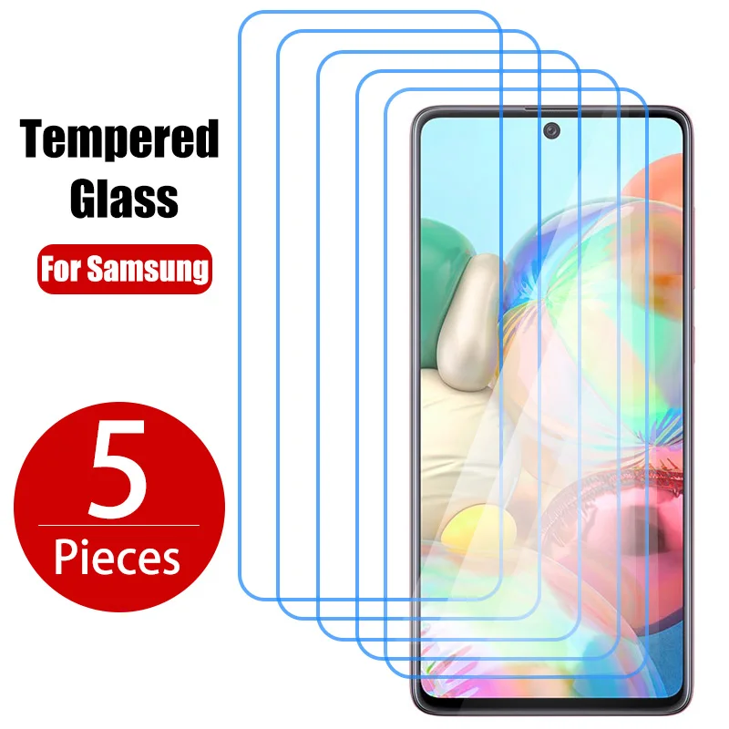 5Pcs Tempered Glass For Samsung Galaxy A71 A12 A51 A54 A34 A14A13 S21 S20 FE A52S A20E A22 A31 A10 A40 A32 A30S A50 A70 Glass