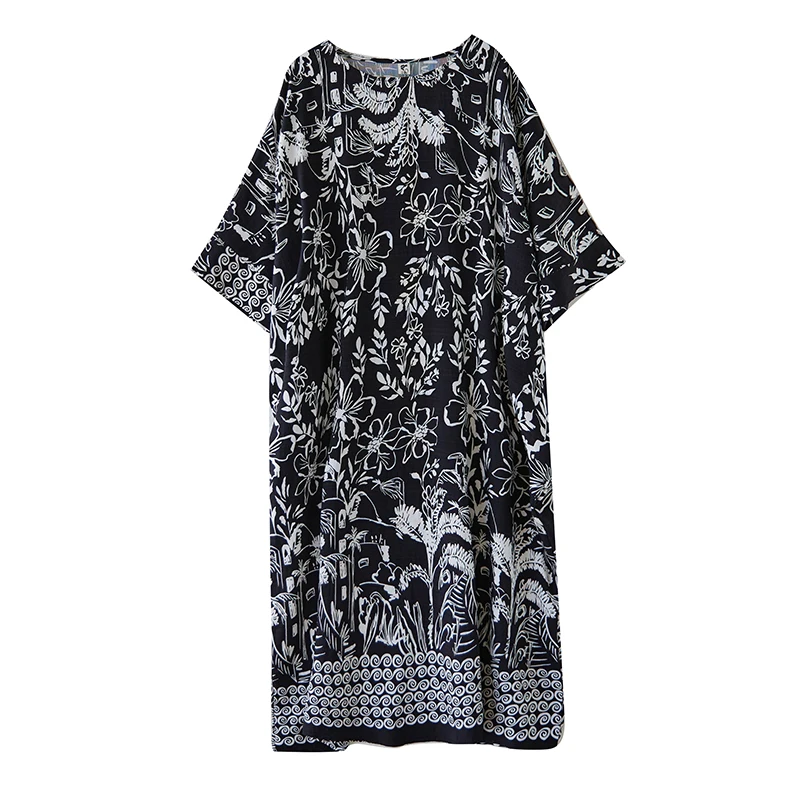 Vestido f de verão, estilo retrô, gola redonda, sem mangas, aodão e linho, saia longa, com botões, soltinho, para o ...