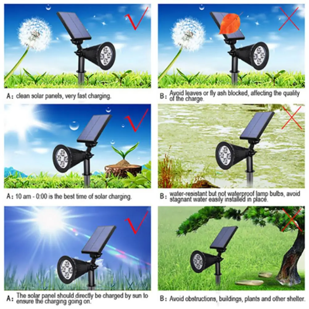 7led Solar Spot Lights Built In 2200mah Lithium Battery Outdoor Colorful Rgb Garden Lawn Landscape Lamp