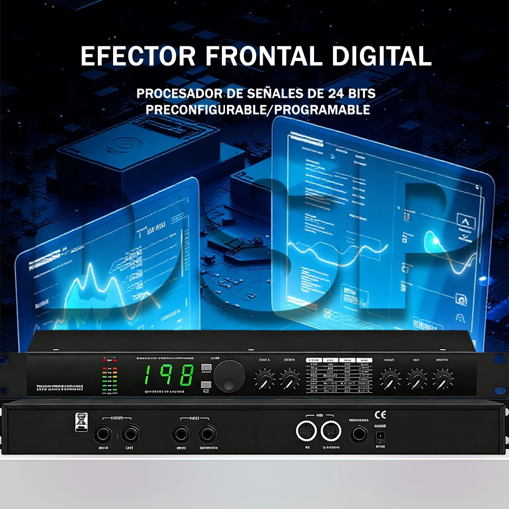MIC4 99 Preset Digital Audio Effects Processor, Dual Channel Programmable Rack Unit with MIDI for Studio Live Stage