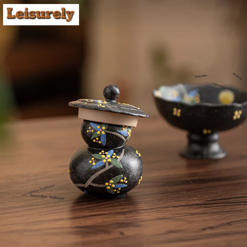 HOYIHM Hand-painted Osmanthus Gourd Vase Aesthetic Room Decor Hydroponics Plant Pot Flowerpot Teaware Equipment Ornaments Gift