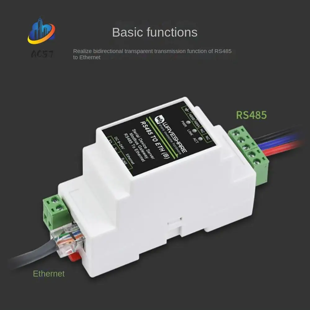 

AC57-Waveshare RS485 Serial Port Server RS485 To RJ45 Ethernet TCP/IP To Serial Port Module Rail Type Serial Port Server