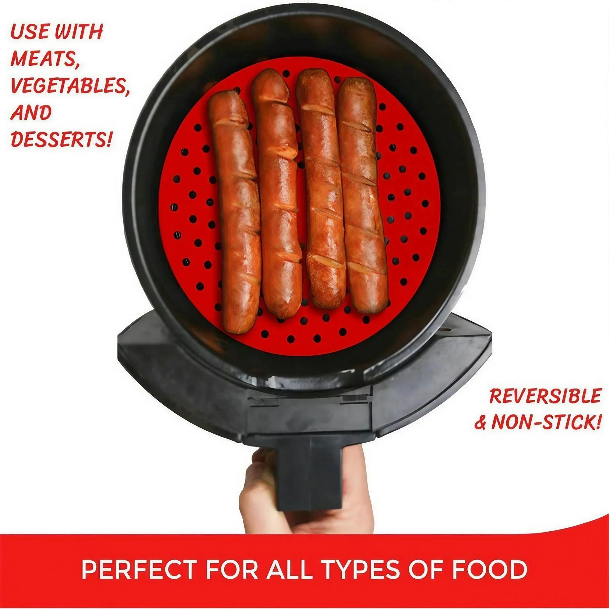 Tapete de Silicone Antiaderente Reutilizável para Fritadeira a Ar, Impermeável e Perfurado, Compatível com Modelos 75, 8, 85 e 9