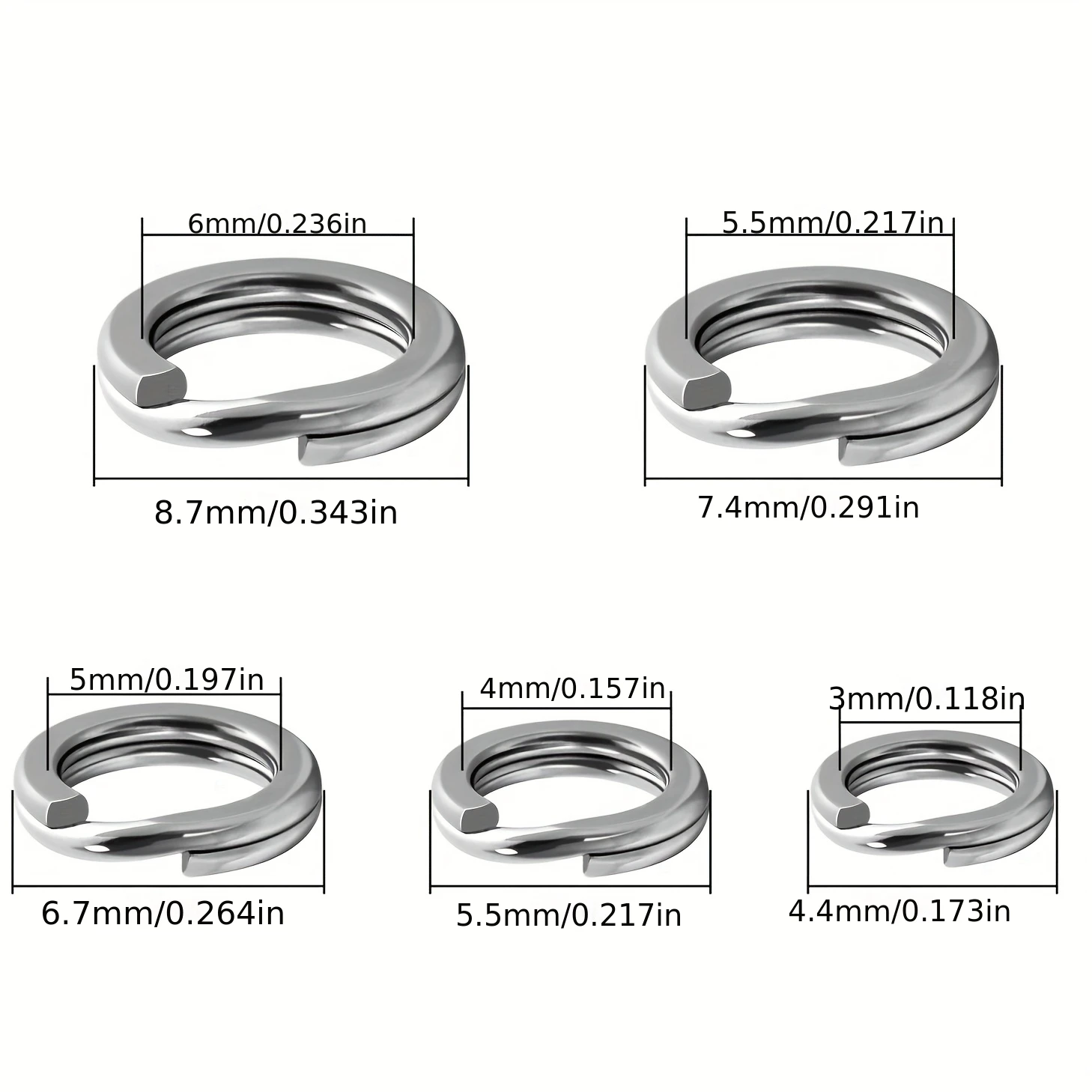 250 stücke Angeln Split Ringe Edelstahl Heavy Duty Salzwasser Köder Haken Angeln Stecker (Angeln Zangen Optional) – Detail 2