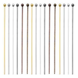 100-200pcs Gold Silver Antique Bronze Color Round Ball End Head Pin Needles 20 25 30 40 50mm Length for DIY Jewelry Accessories