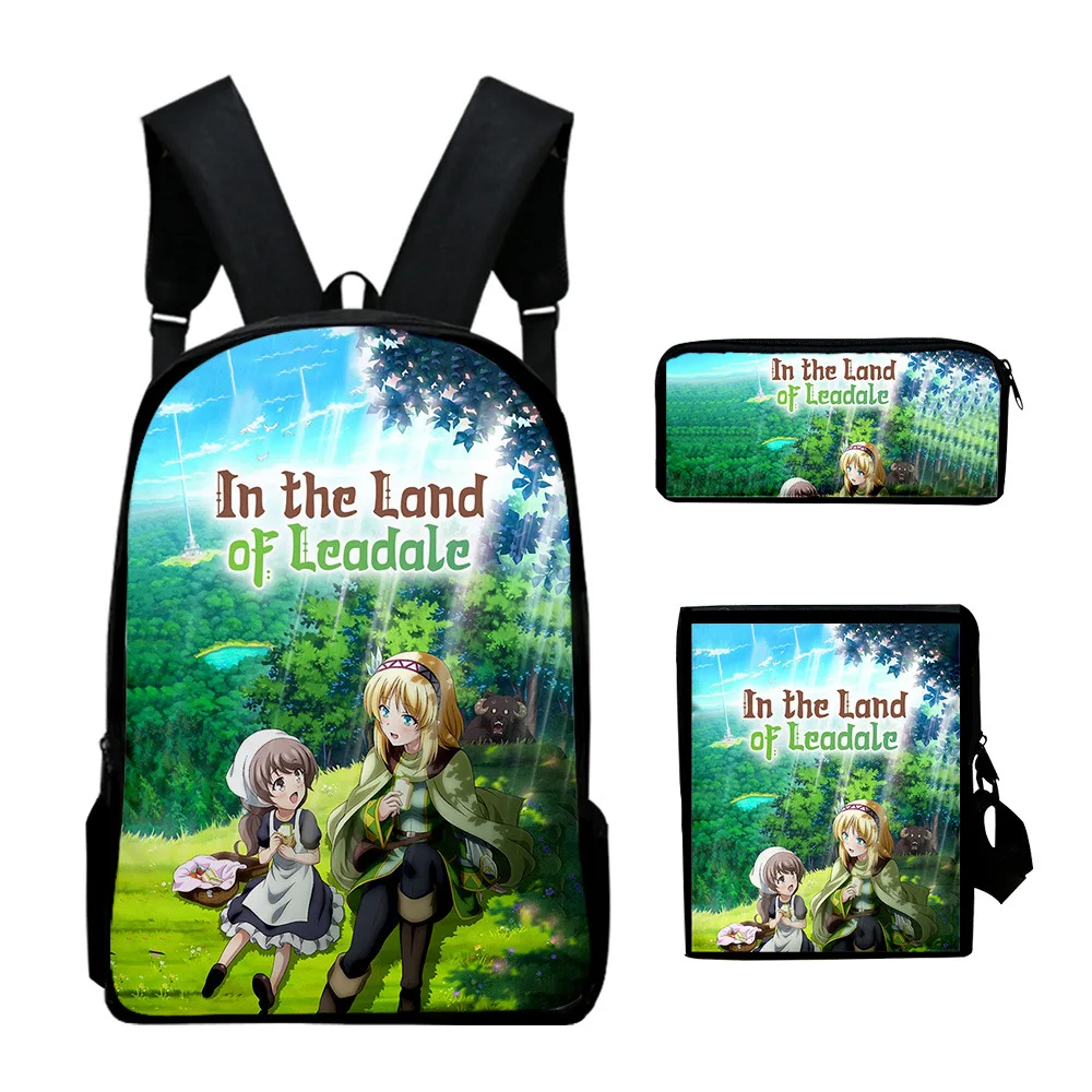 Trendy In the Land of Leadale 3D Print 3pcs/Set pupil School Bags Laptop Daypack Backpack Inclined shoulder bag Pencil Case
