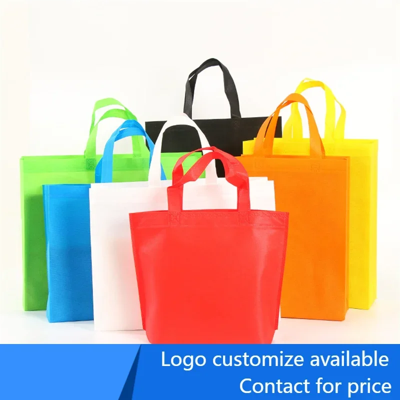 20 قطعة أكياس تسوق ملونة بشعار مخصص مع مقابض حقائب هدايا غير منسوجة لعملاء الأعمال حقيبة مسطحة