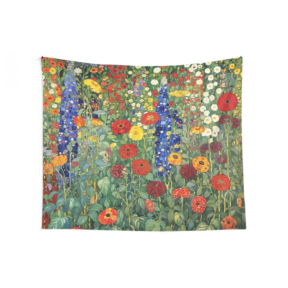 Gustav Klimt - Flower Garden Tapestry Kawaii Room Decor Wall Hangings Decoration Room Design Tapestry