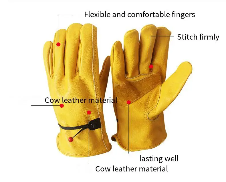 Guantes de soldadura de cuero de vaca, protección térmica, suaves, sensibles, protectores de dedos, Protección Laboral para manejo, 1 par