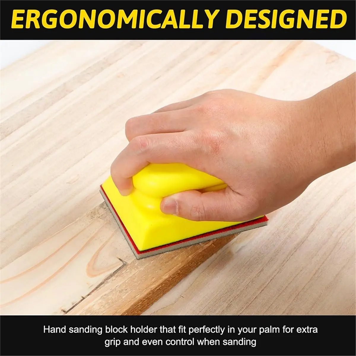 【Limited Offer】Sanding Sponge Holder, Sanding Blocks for Wood, Metal, Drywall, Glazing, 7 X 10cm Yellow