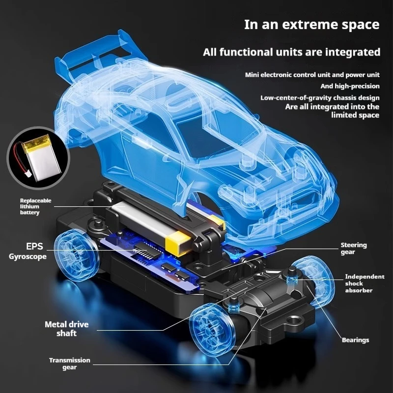 RC Car 1/43 4WD Metal Body Simulation Drift RC Car Electric Full Scale Remote Control Model with Gyroscope Boy Adult Toy Gift - Image 6