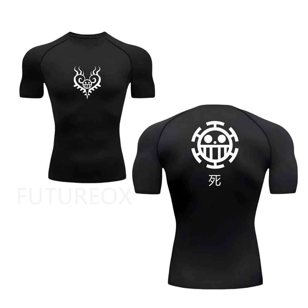 

Summer Men Sun-protective Clothing Anime T-shirt Fitness Quick-drying Running Fitness T-shirt Sports Tight Rashgard
