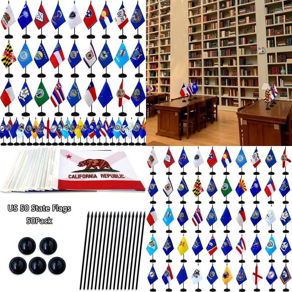 

Миниатюрный набор флагов США 5x8 дюймов с подставкой для декора офиса или класса