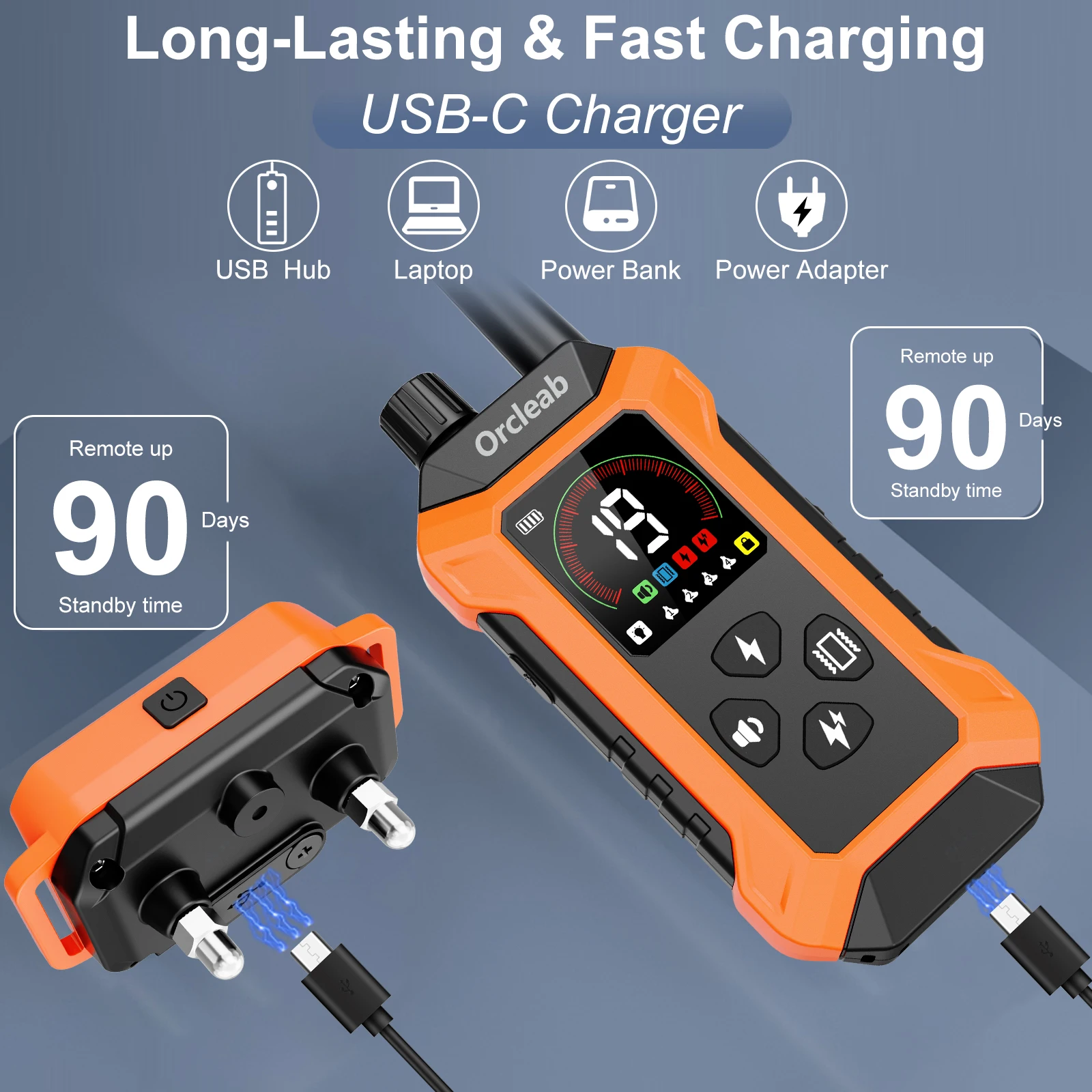 ORCLEAB PC-32 Electric Dog Training Collar Waterproof Outdoor Rechargeable Remote Control 4 Training Modes LCD For All Size Dog