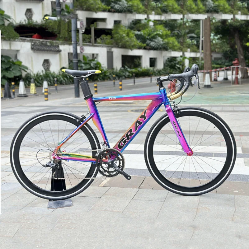 GRAY Road Bike Wind Broken Racing Road Bikes 18 Speed Aluminum Alloy Internal Alignment Frame V/C Brake Bicycle