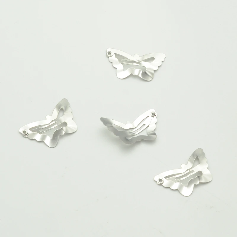 50PCS 3cm 4cm 5cm Silver Filigree Butterfly Hair Clip Metal Snap Hairpin For Kids Side Hairgrip Barrettes Nickle free Lead free image 5