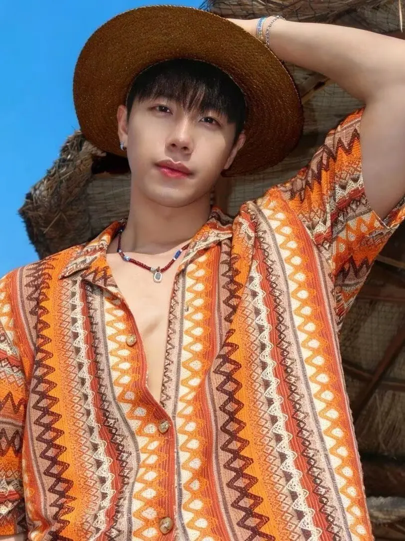 

Loose Cuban Collar Shirt Men's Short Sleeve Hollow out Design Breathable Lightweight Summer Beach Island Vacation Style