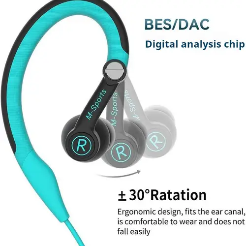 Imagen 2 del producto (Con funda gratis) Auriculares deportivos estéreo tipo C con gancho para la oreja, auriculares con cable para iPhone15/16, auriculares Samsung con micrófono HD