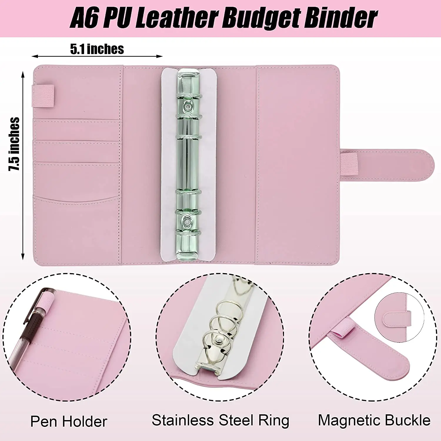 Neue Material A6 PU Leder Budget Binder Notebook Cash Umschläge System Set Binder Taschen Geld Budget Speichern Bill Veranstalter