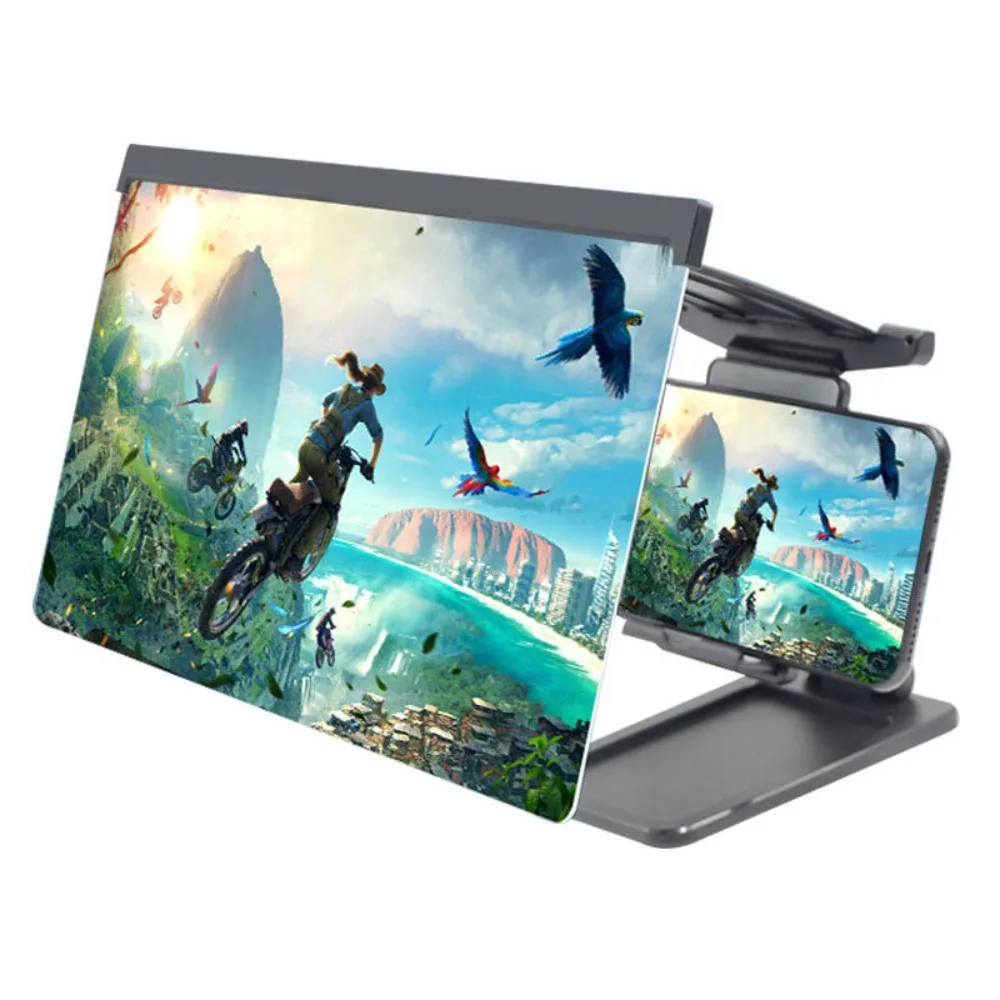 عدسة مكبرة لشاشة الهاتف مقاس 12 بوصة مع فلتر الضوء الأزرق لحماية العين عالية الدقة لحامل كسول لسطح المكتب بجانب السرير