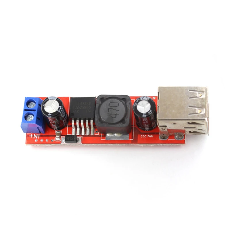 Buck regulated power supply module board dual USB output, 9V/12V/36V to 5VDC-DC car charging 3A