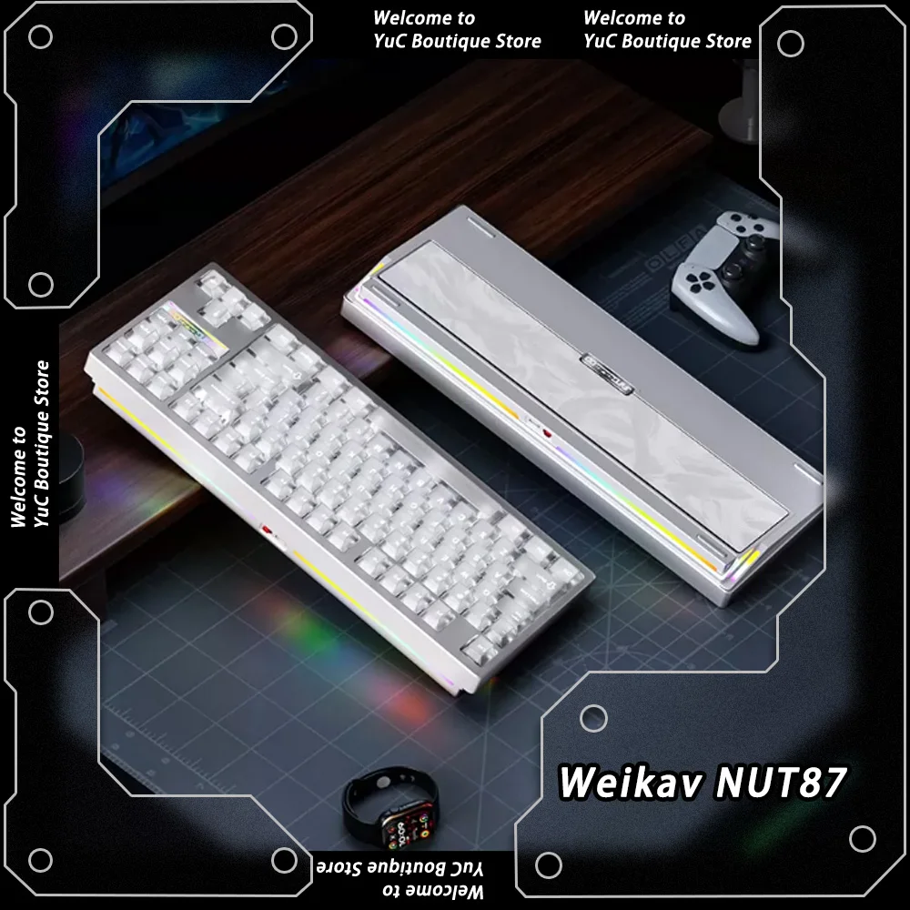 Weikav NUT87 Dual 8K  Three-mode Mechanical Keyboard Aluminum CNC Bluetooth Wireless Gaming E-sports Keyboard PC Gamer Gifts