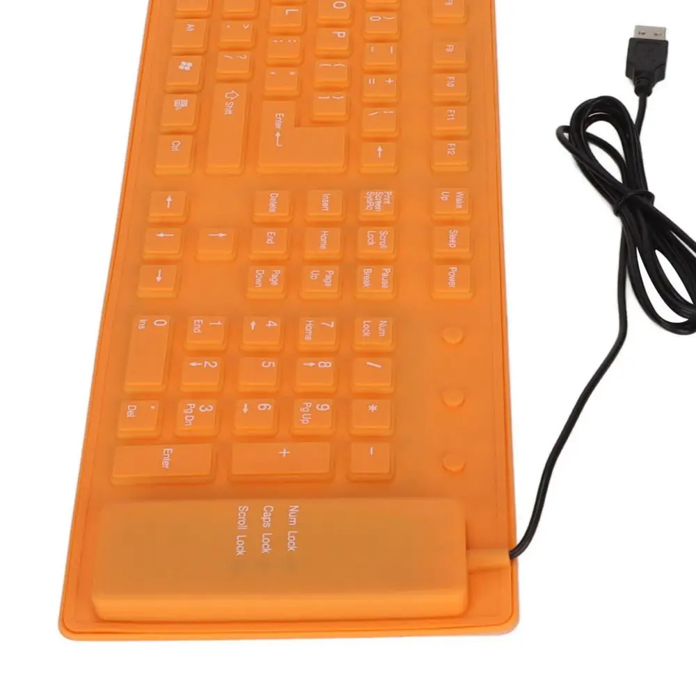 

Foldable 109 Keys Silicone Keyboard Waterproof Plug and Play Silent Keyboard Green,Yellow,Orange Mute Keyboard Computer Notebook