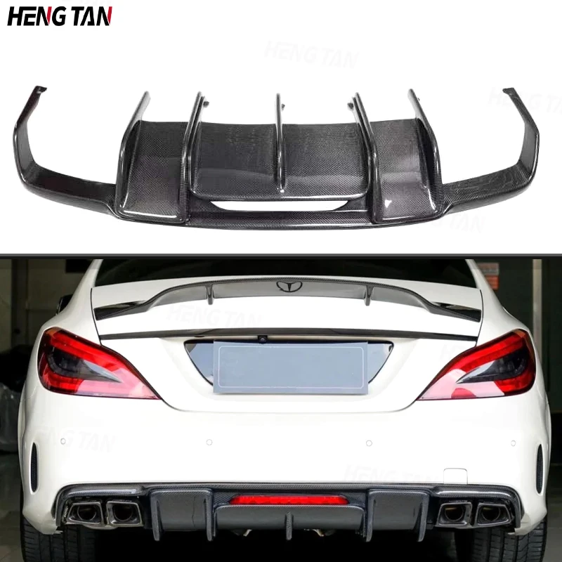 

For Mercedes Benz CLS Class W218 CLS63 AMG 2011-2017 Carbon Fiber Car Rear Bumper Lip Diffuser Spoiler Parts Upgrade Body kit