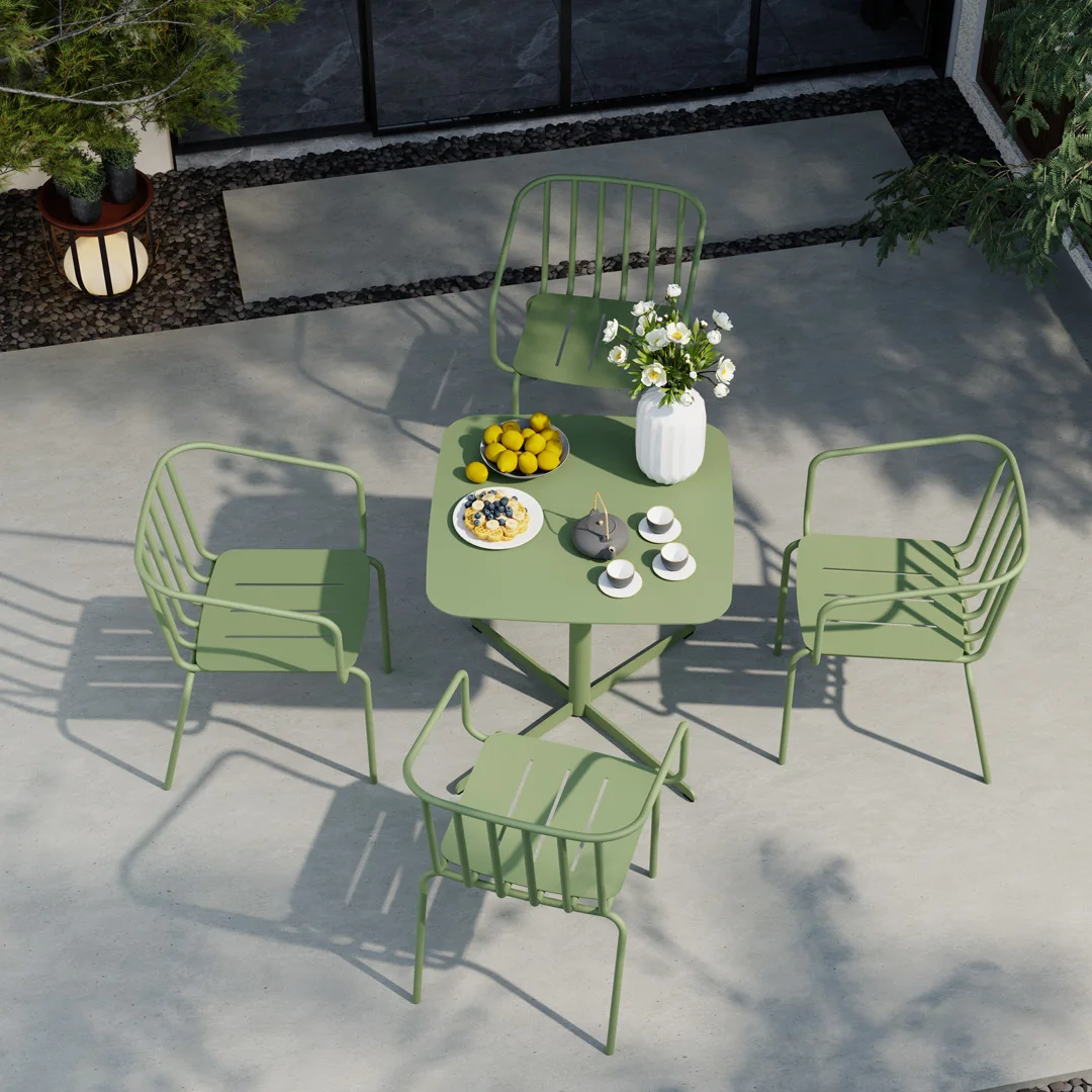 

Nordic Popular Modern Commercial Bar Aluminum Balcony Coffee Table Chair Outdoor Dinning Table