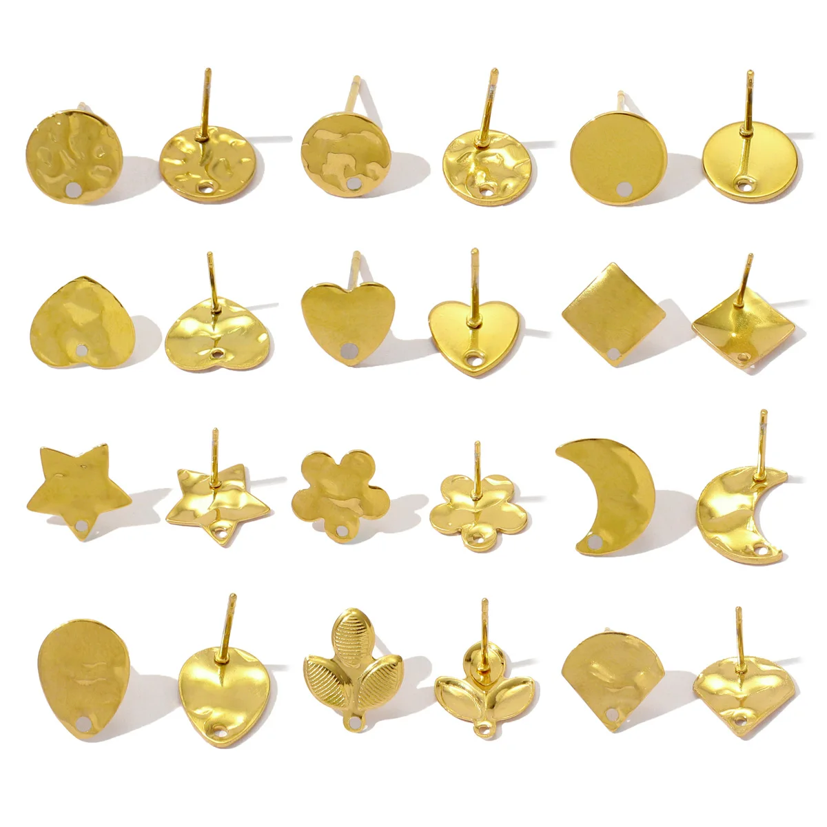 

5Pairs/Lot Stainless Steel Fashion Round Heart Star Stud Earrings Moon Earrings For Women Girls Gift Jewelry Wholesale