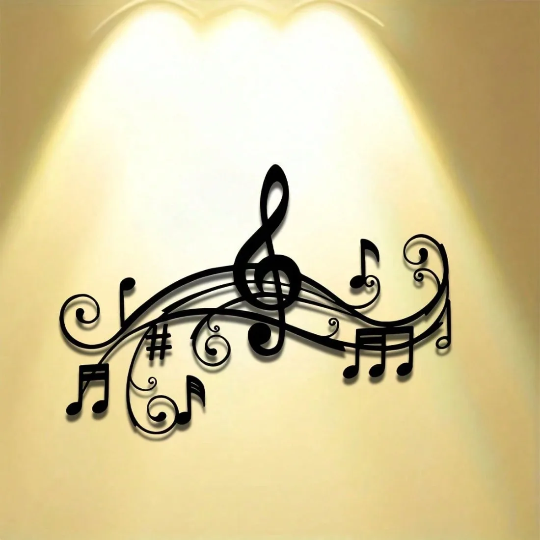 Art Deco Iron Wall Art, Musical Notes Wall Sculpture Indoor Outdoor Decor, 15.74x10.87 Inch Durable Gift
