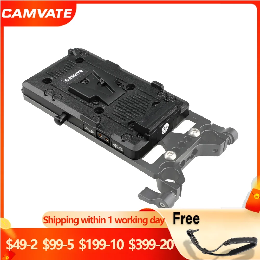 CAMVATE Quick Release V-Lock Mount Power Supply Splitter With D-tap Connector Supply Power For DSLR Camera URSA Mini Battery