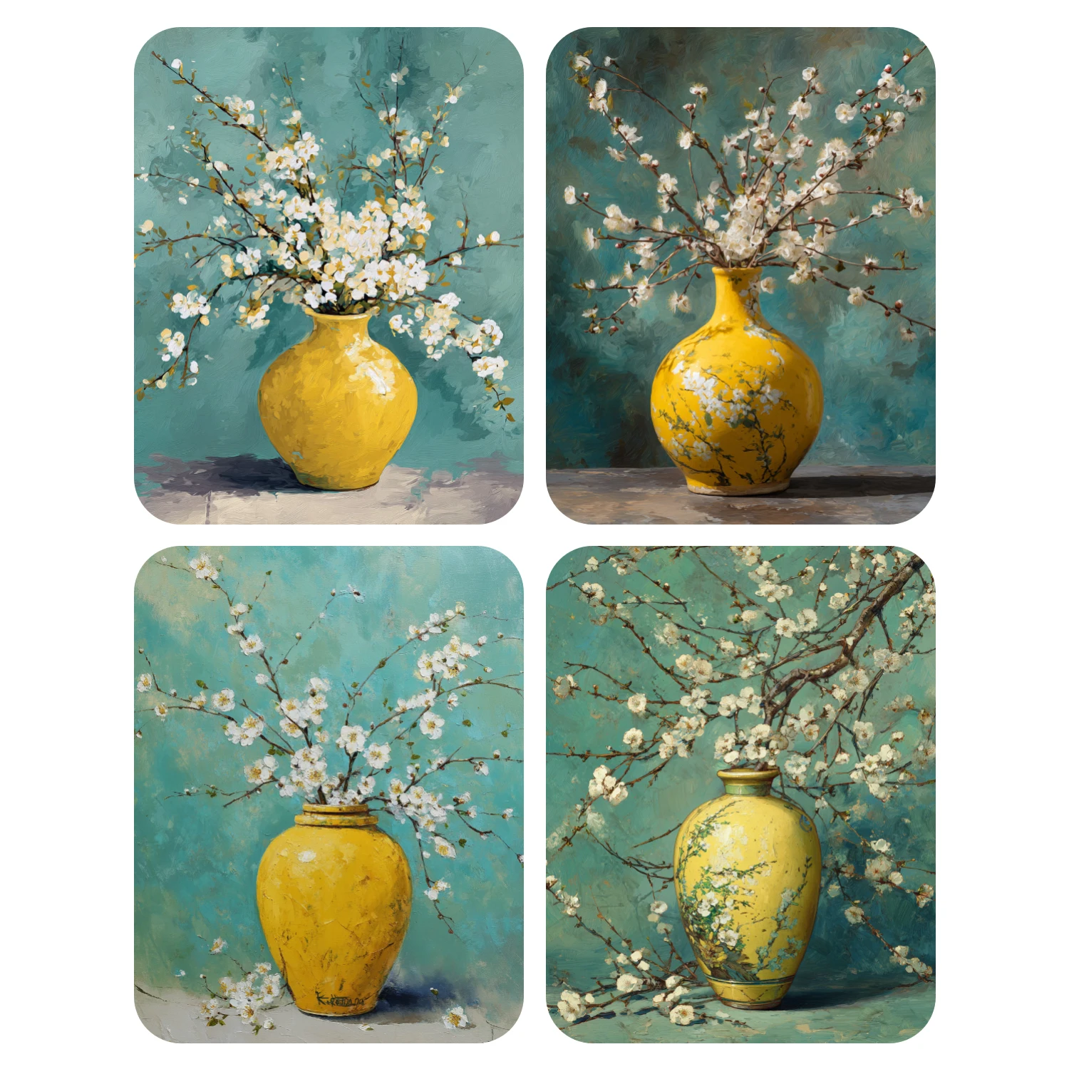 Hand Paint Yellow Vase with Flowers Painting By Numbers Kit DIY Acrylic Artwork Canvas Art Gift Home