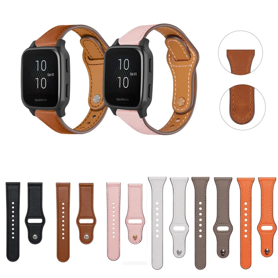 ل Garmin Vivoactive 3 4 5 6 Venu 2 2Plus 3 Venu4 45 مللي متر Venu SQ 2 Music 20 22 مللي متر اثنين من لهجة الجلود سوار معصمه