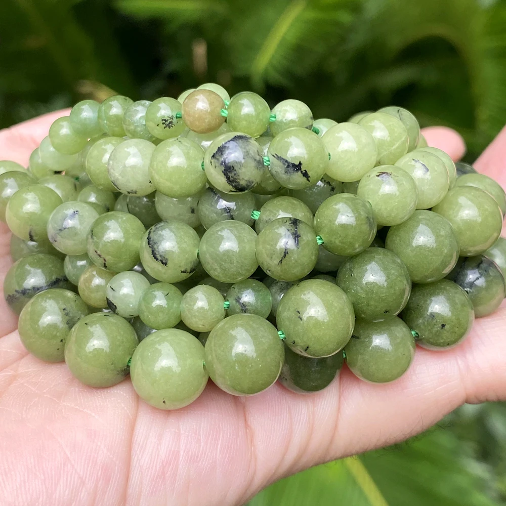 Natural Canadian Green Jades Stone Beads Round Loose Spacer Beads For Jewelry Making 4/6/8/10mm DIY Bracelet Handmade