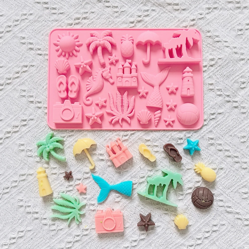 1pc Creative 18 cavity marine creatures, camera shaped chocolate flip over silicone mold DIY candy dessert mold