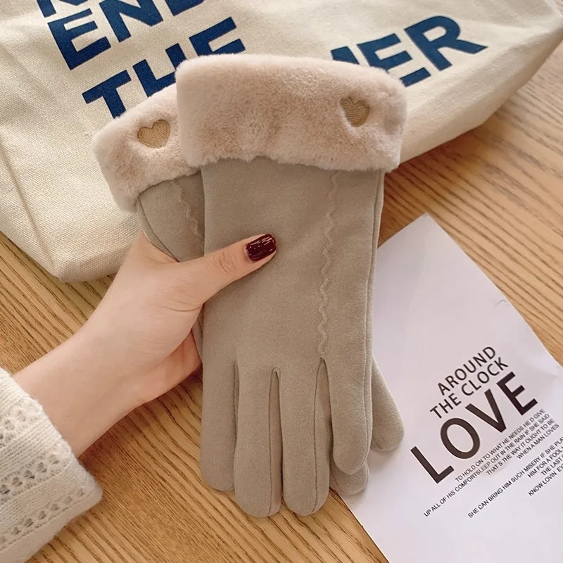 Winter Thickened Fleece Lined Gloves for Women Touchscreen Compatible Driving  Vehicle Riding Warmth Retention