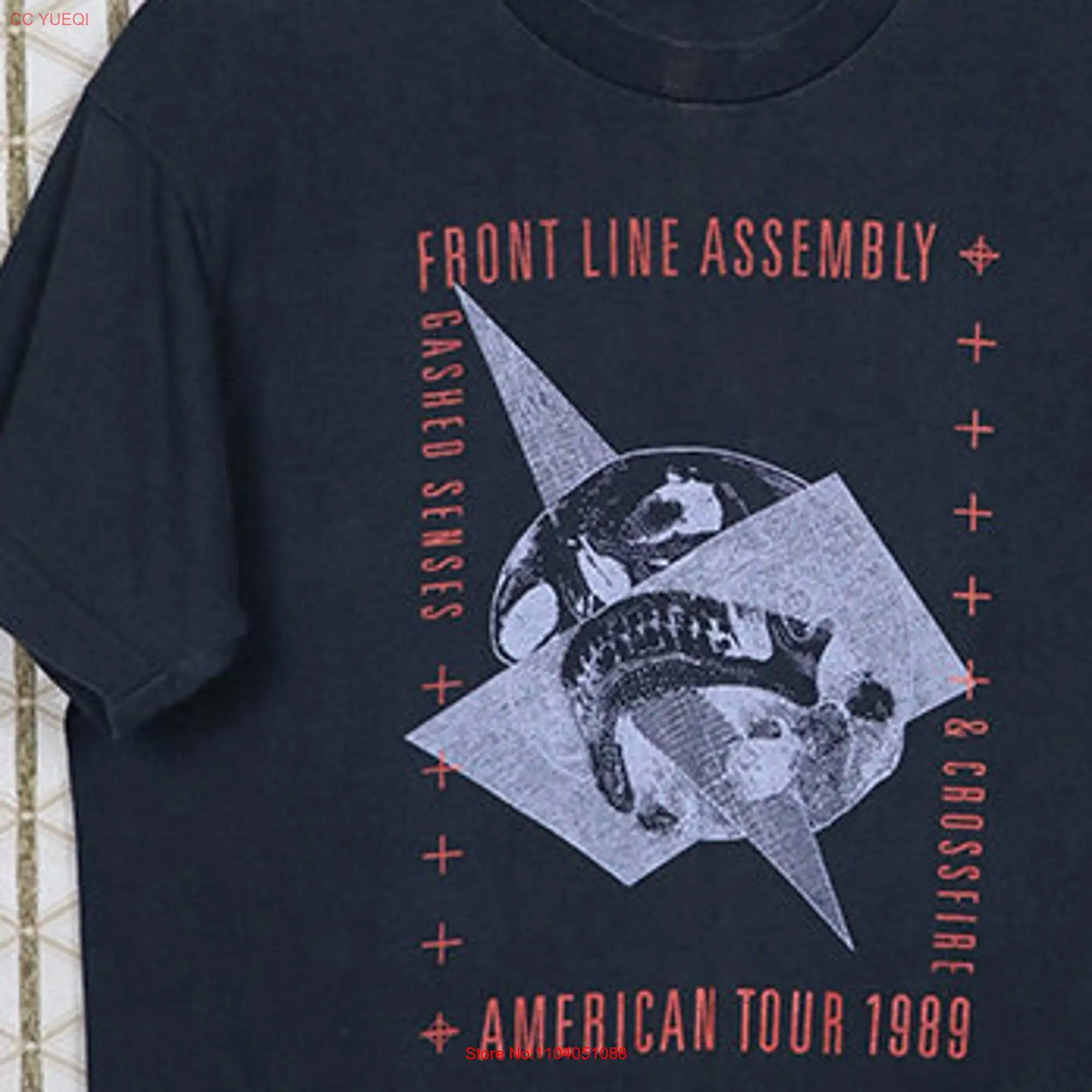 Front Line Assembly vintage rare tour T shirt 1980s 80s Gashed Senses Nitzer Ebb 242 Skinny Puppy Ministry Throbbing Gristle